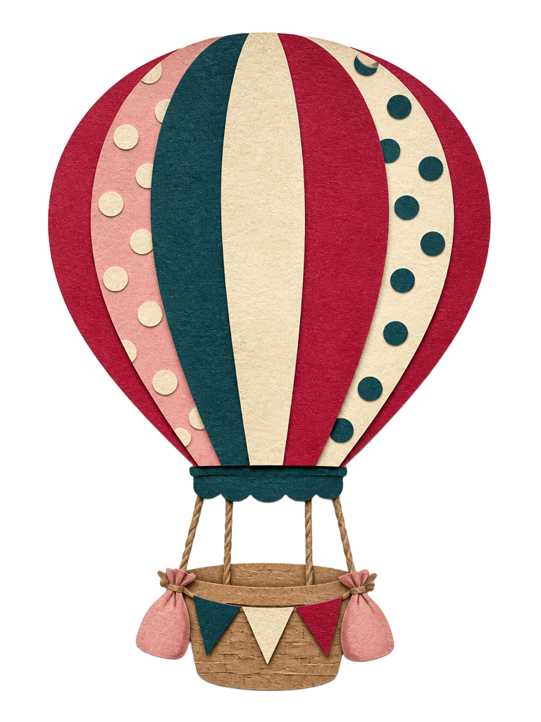 Paper-cut illustration of a hot air balloon